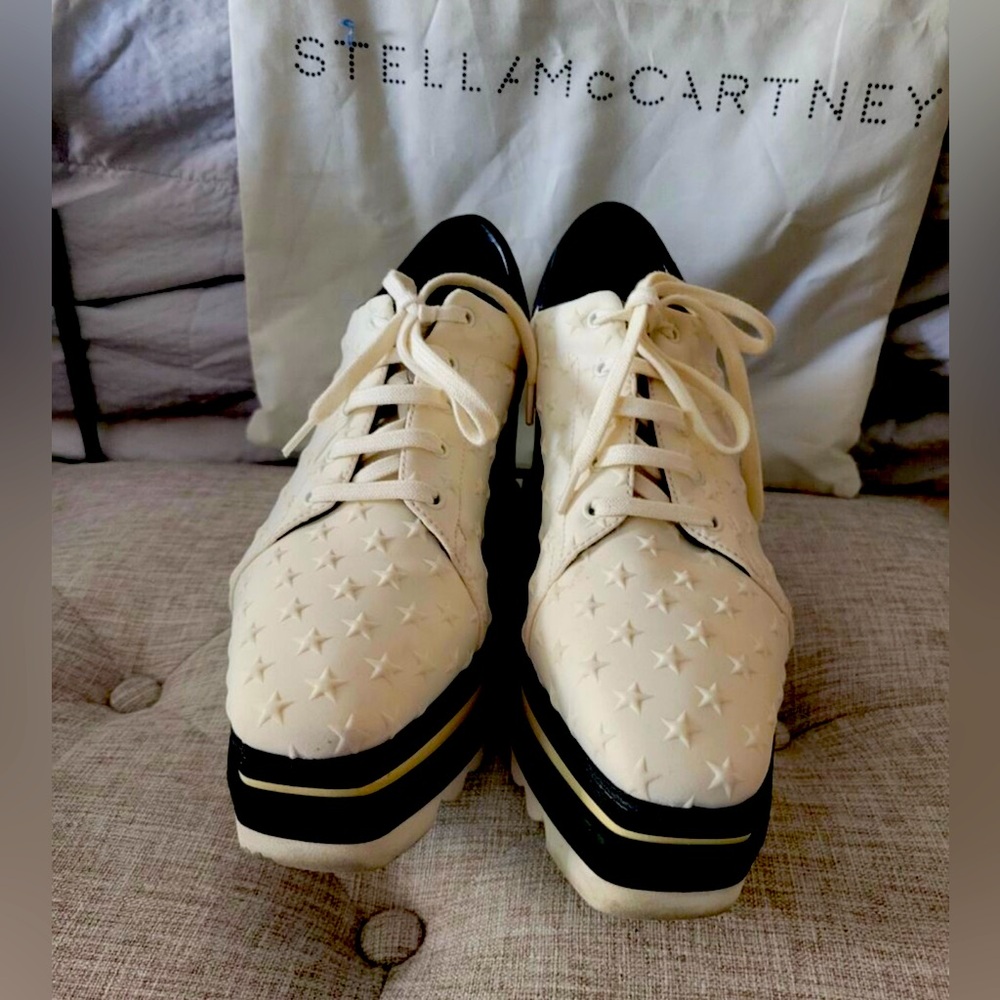 Stella McCartney Cream and Black Star Sneakers